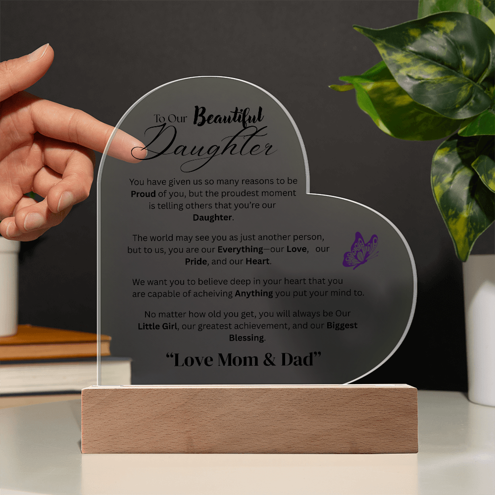 Colorful LED Acrylic Plaque - To Our Daughter from Both - Design 3