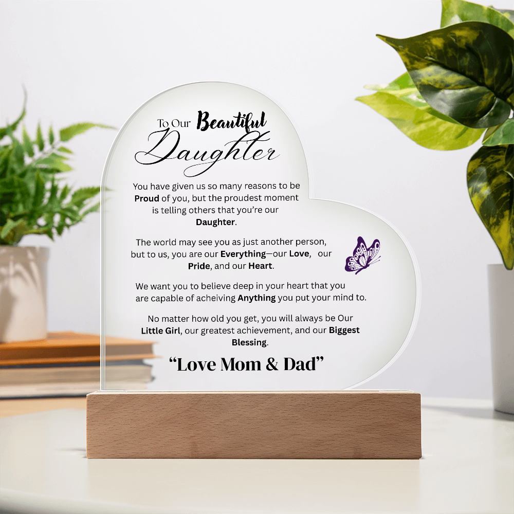 Colorful LED Acrylic Plaque - To Our Daughter from Both - Design 3
