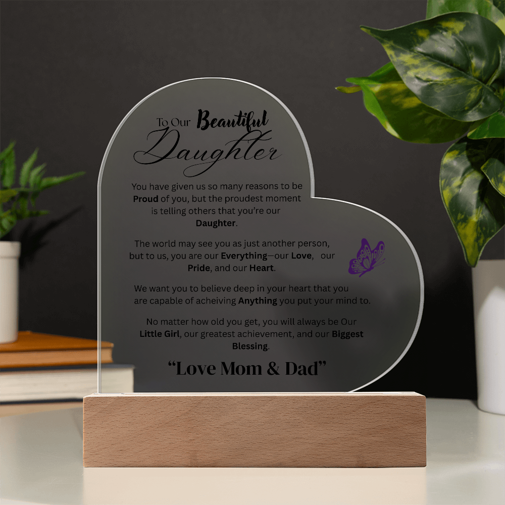 Colorful LED Acrylic Plaque - To Our Daughter from Both - Design 3