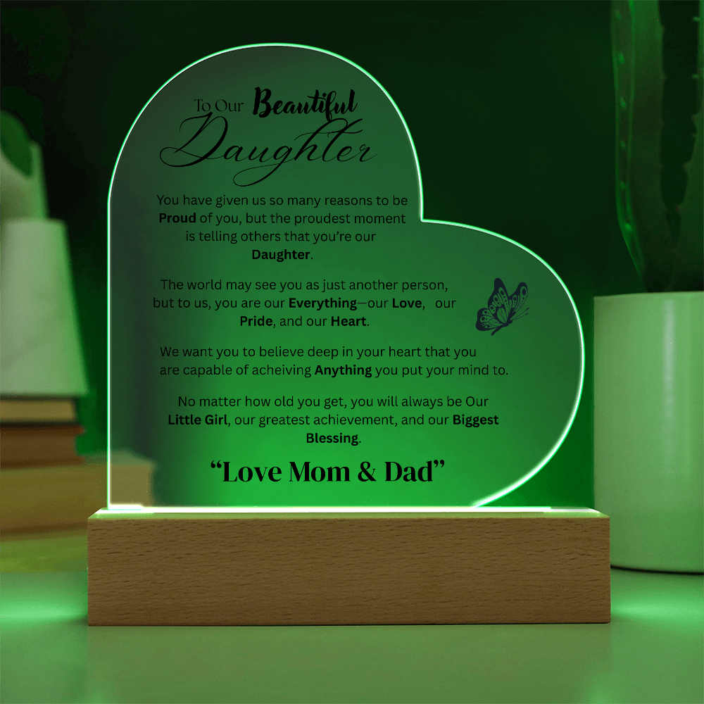 Colorful LED Acrylic Plaque - To Our Daughter from Both - Design 3