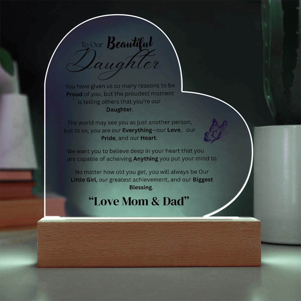 Colorful LED Acrylic Plaque - To Our Daughter from Both - Design 3