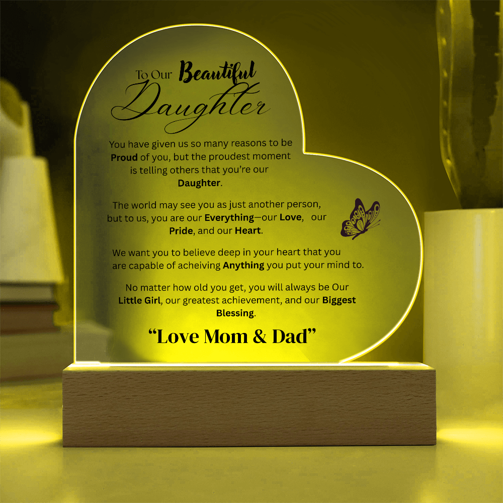 Colorful LED Acrylic Plaque - To Our Daughter from Both - Design 3