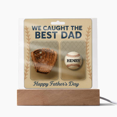 We Caught the Best Dad – Personalized Baseball Acrylic Plaque