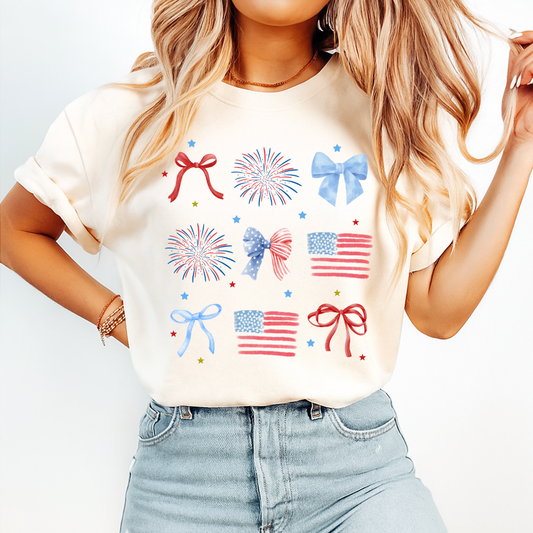 (Almost Gone) Womens Patriotic  Coquette 4th July T-Shirt