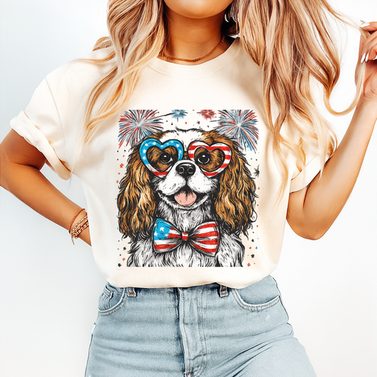 Cavalier King Charles Spaniel Fireworks 4th July T-Shirt