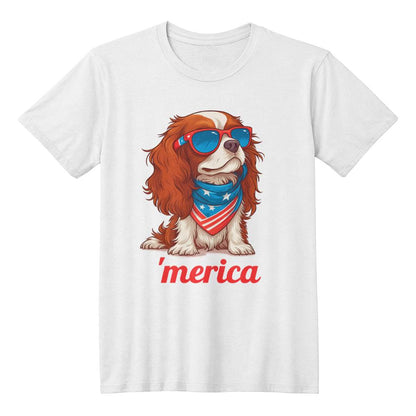 Cavalier King Charles Spaniel Patriotic 4th July T-Shirt