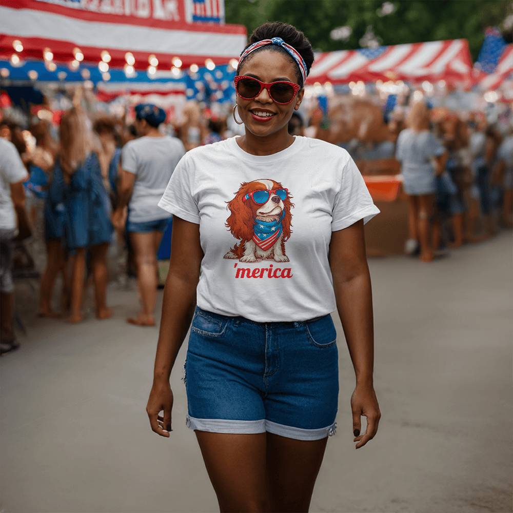 Cavalier King Charles Spaniel Patriotic 4th July T-Shirt