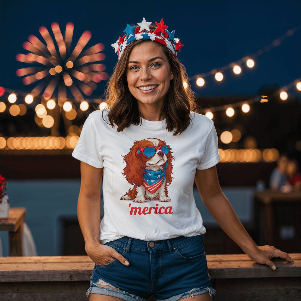Cavalier King Charles Spaniel Patriotic 4th July T-Shirt
