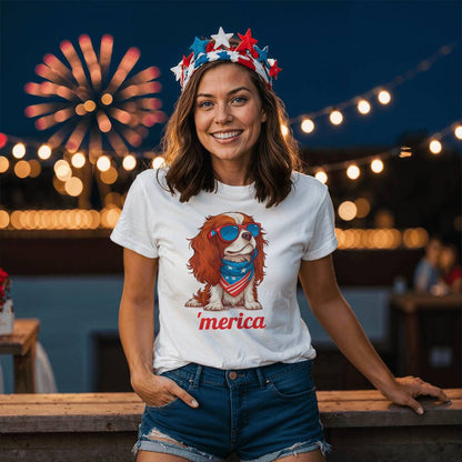 Cavalier King Charles Spaniel Patriotic 4th July T-Shirt