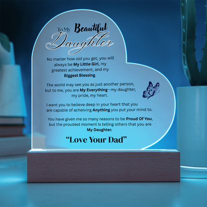 Beautiful Acrylic Message  Heart Plaque  for Daughter